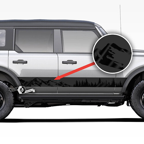 Pair Rocker Panel Side Mountains Forest Decals Stickers 2 Colors for Ford Bronco