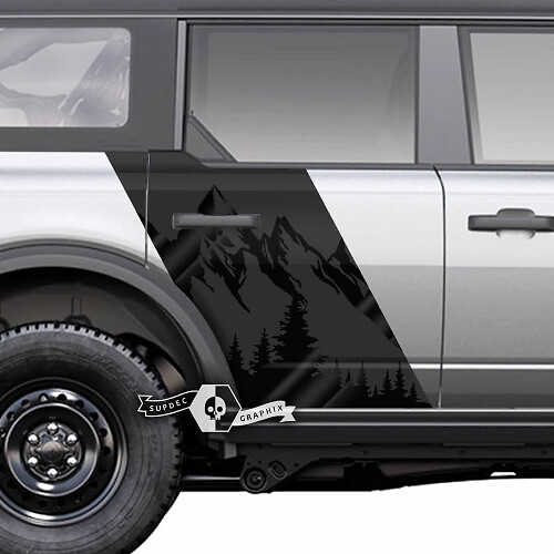 Pair Side Doors Mountains Decals Stickers 2 Colors for Ford Bronco