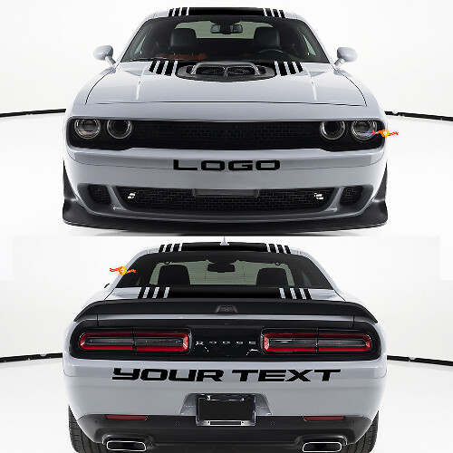 Custom Text Front & Rear Bumper Vinyl Decal Kit for Dodge Challenger 