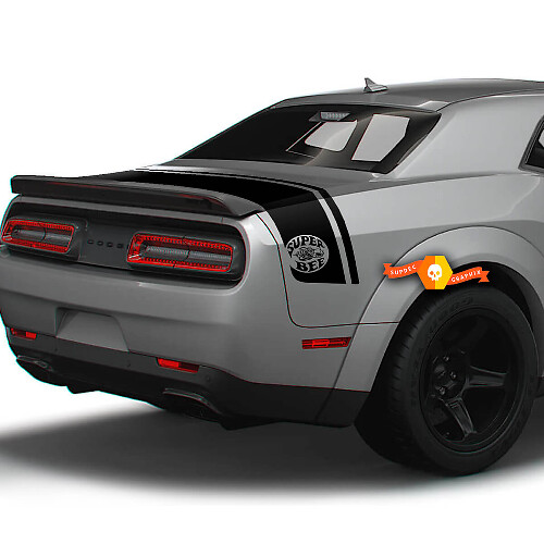 Super Bee Style Trunk Rear Stripe Vinyl Decals for Dodge Challenger