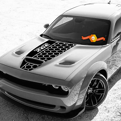 Honeycomb Hood Blackout Vinyl Decal Sticker for Dodge Challenger