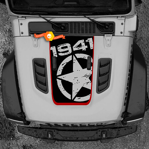 1941 Distressed Star Hood Vinyl Decal for Jeep Wrangler