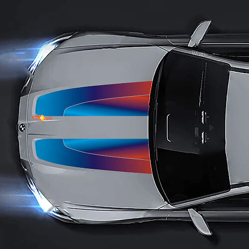 M-Color Style Gradient Hood Stripes Vinyl Decal for 2021+ BMW M3 M4 G80 G82 G83
