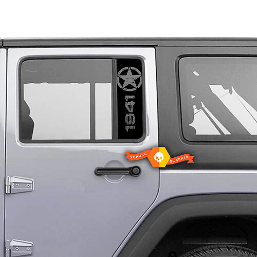 Pair 1941 Window Star Doors Vinyl Stickers Decal Left Right for Jeep Gladiator Wrangler