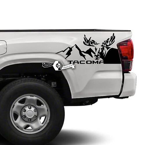 Pair Toyota Tacoma SR5 Bed Side Deer Mountains Vinyl Decals Graphic Sticker