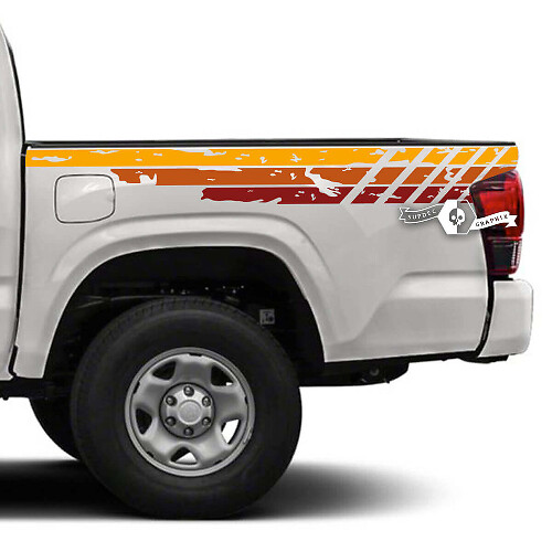 Vintage Distressed Stripes Bedside Vinyl Decal Sticker for Toyota Tundra