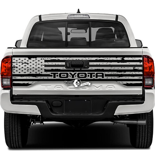 Toyota Tacoma SR5 Tailgate USA Flag Mud Splash Destroyed Vinyl Decals Graphic Sticker