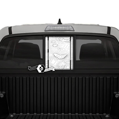 Rear Window Tailgate Topographic Map Topo Vinyl Decals Graphic Sticker for Toyota Tacoma SR5