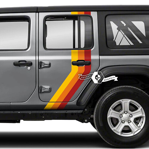 Vintage Classic Colors Door Fender Side Stripe Vinyl Sticker Decal 3 Colors for Jeep Wrangler Unlimited
