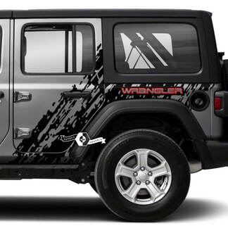 Pair Jeep Wrangler Unlimited Splash Doors Side Mud 2 Colors Logo Wrangler Graphic Decal JK 4 Door