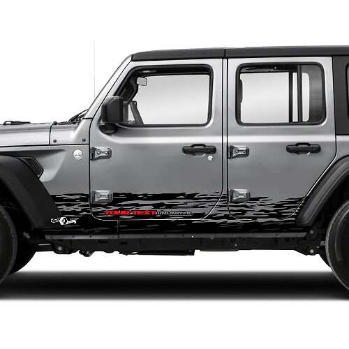 Doors Rocker Panel Stripes Mud Splash Side Stripe Vinyl Sticker Decal 2 Colors for Jeep Wrangler Unlimited