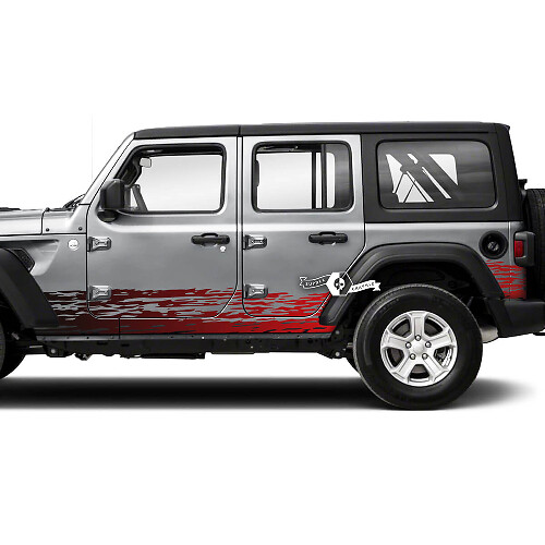 Doors Rocker Panel Stripes Mud Splash Side Stripe Vinyl Sticker Decal 2 Colors Gradient for Jeep Wrangler Unlimited