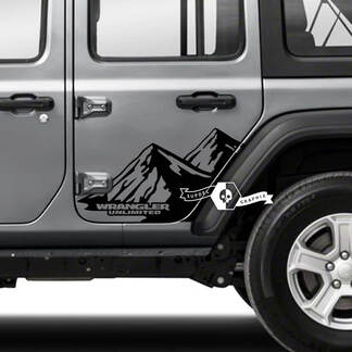 2x Jeep Wrangler Unlimited Doors Mountains Side Stripe Vinyl Sticker Decal