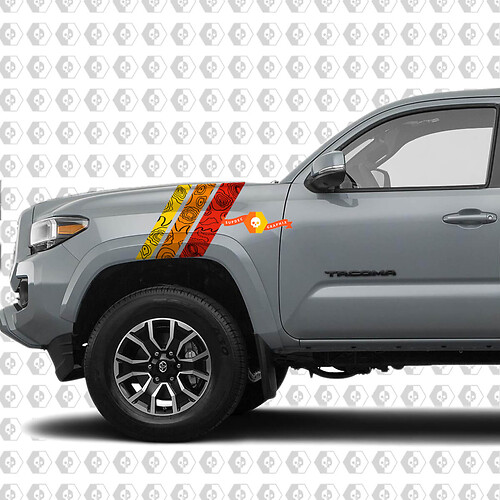 Topographic Vintage Style Stripes Front Fender Vinyl Decal Sticker for Toyota Tacoma