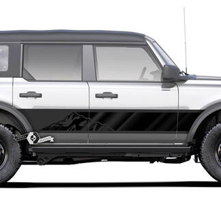 Pair of Mountains Style Rocker Panel Side Decals Stickers for Ford Bronco