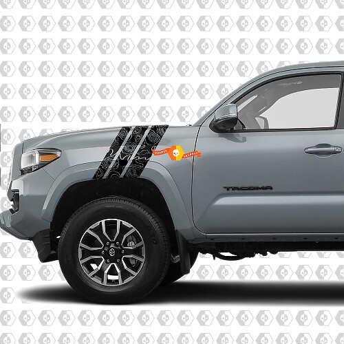Topographic Map Fender Stripes Vinyl Decals for Toyota Tacoma