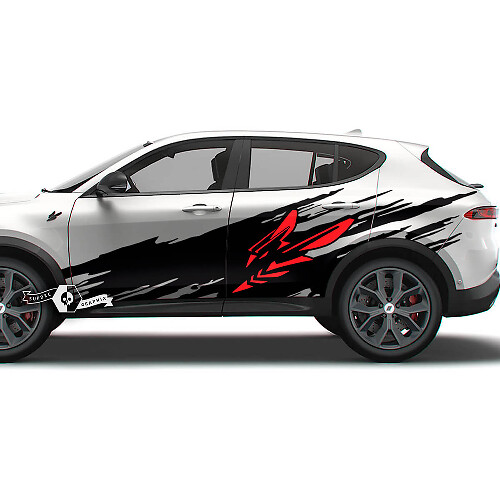 Pair Doors Side Splash Wrap Vinyl Decals Stickers 2 Colors for Dodge Hornet