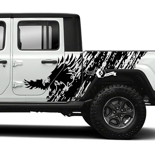 Bald Eagle Splash Bed Side Door Vinyl Decals for Jeep Gladiator