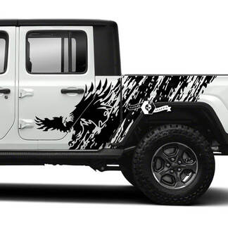 Huge US Bald with Distressed Stripes Wrap Bed Side Doors Vinyl Decals for Jeep Gladiator