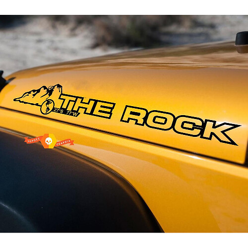 The Rock Hood Vinyl Sticker Decal Pair for Jeep Wrangler Rubicon Sahara JK CJ TJ YJ