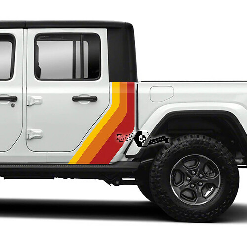 Rubicon Retro Vintage Doors Fender Bed Side 4x4 Off-Road Racing Stripe Kit Sport Off Road Vinyl Decal Sticker Pair 3 Colors for Jeep Gladiator
