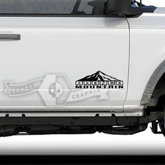 Pair Ford Bronco Doors Mountains Side Vinyl Decal Sticker Graphics