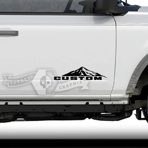 Custom Solid Lettering Mountain Peak Side Door Vinyl Decal Pair for Musclecar horse