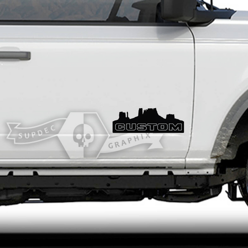 Custom Outline Lettering Mesa Valley Side Door Vinyl Decal for Musclecar horse