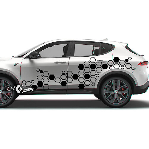 Pair Doors Side Stripes Splash Wrap Mud Fender Honeycomb Logo Vinyl Decals Stickers for Dodge Hornet