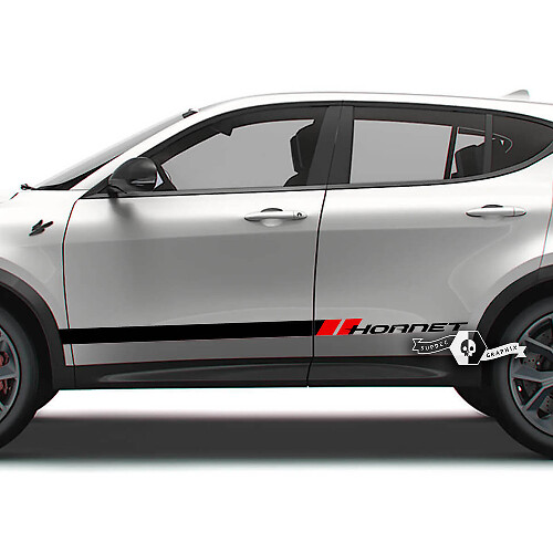 Pair Doors Side Stripes Rocker Panel Hornet Logo Vinyl Decals Stickers 2 Colors for Dodge Hornet