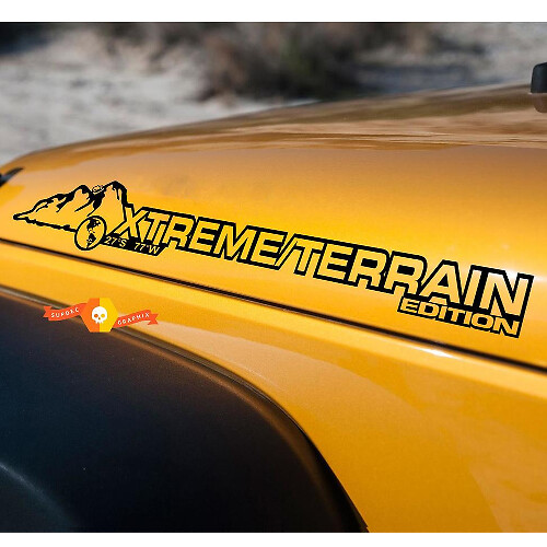 Xtream Terrain Hood Vinyl Sticker Decal Pair for Jeep Wrangler Rubicon Sahara JK CJ TJ YJ