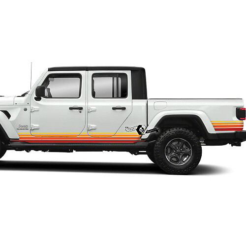 Rubicon Retro Vintage 4x4 Rocker Panel Off-Road Racing Stripe Kit Vinyl Decal for Jeep Gladiator Rubicon