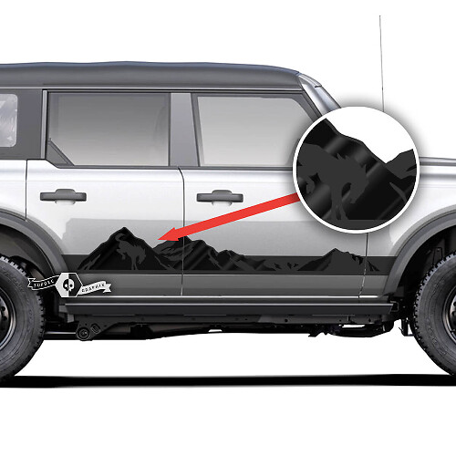 Pair of  Doors Side Mountain Rocker Panel Graphics  Decals Stickers for Ford Bronco 2 Colors