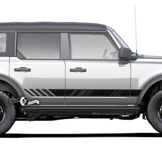 Pair of  Doors Side Rocker Panel Graphics Topographic Map Decals Stickers for Ford Bronco 2 Colors