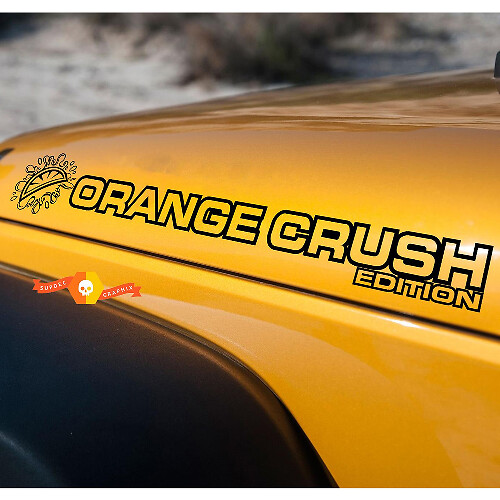 Orange Crush Hood Vinyl Sticker Decal Pair for Jeep Wrangler Rubicon Sahara JK CJ TJ YJ
