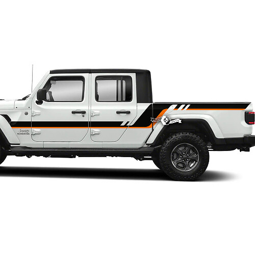 Side Doors Bed Fender Stripes Style Vinyl Decal Sticker Graphics Kit 2 Colors for Jeep Gladiator