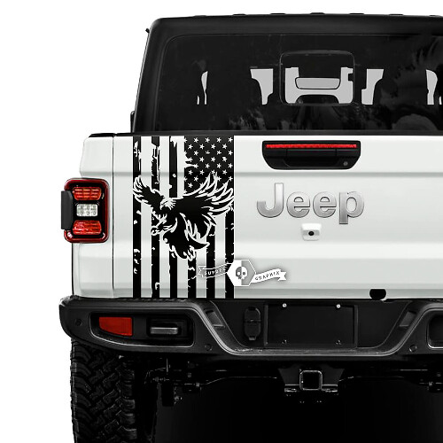 USA Flag Destroyed Bald Eagle Stickers Decals Vinyl Graphics Tailgate Bed Vinyl Stickers Decals for Jeep Gladiator