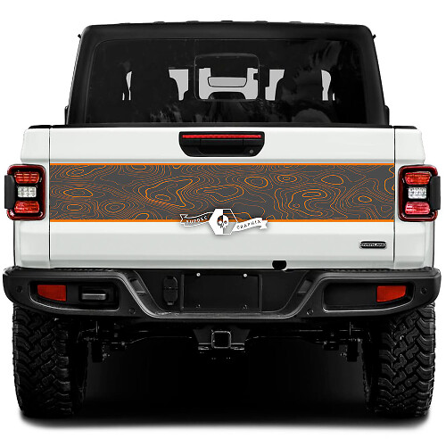 Wrap Stickers Decals Vinyl Graphics Topographic Map Tailgate Bed Trim Vinyl Stickers Decals 2 Colors for Jeep Gladiator