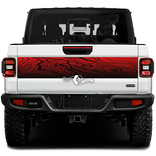 Wrap Stickers Decals Vinyl Graphics Topographic Map Tailgate Bed Vinyl Stickers Decals Gradient 2 Colors for Jeep Gladiator