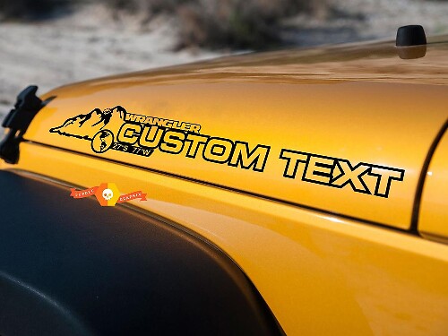 Custom Text Hood Vinyl Sticker Decal Pair for Jeep Wrangler Rubicon Sahara JK CJ TJ YJ
