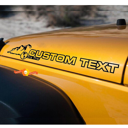 Custom Text Hood Vinyl Sticker Decal Pair for Jeep Wrangler Rubicon Sahara JK CJ TJ YJ