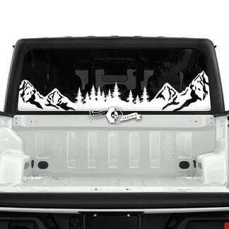 Jeep Gladiator Rear Window Mountains Forest Decals Vinyl Graphics Stripe