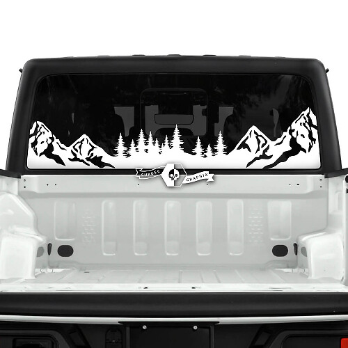 Mountains Forest Rear Window Stripe Vinyl Decals Stickers for Jeep Gladiator
