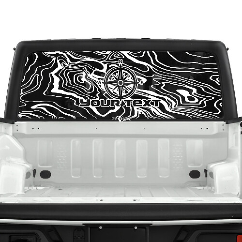 Compass Topographic Map Topo Forest Rear Window Stripe Vinyl Decals Stickers for Jeep Gladiator