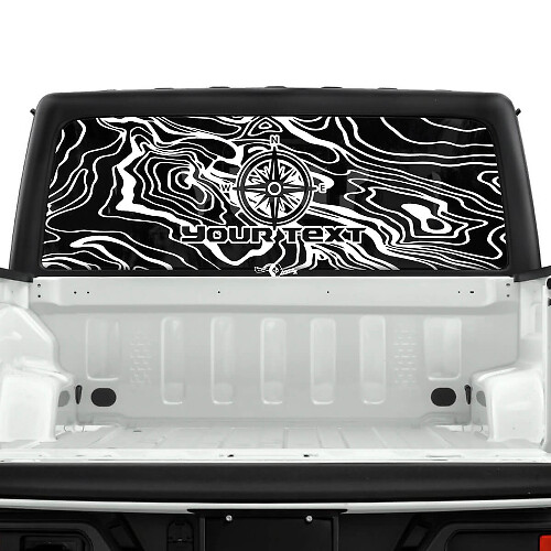 Compass Topographic Map Topo Forest Rear Window Stripe Vinyl Decals Stickers for Jeep Gladiator