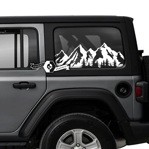 Mountains Forest Side Door Window Trim Vinyl Decals Stickers for Jeep Wrangler Unlimited