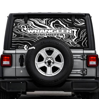 Jeep Wrangler Unlimited Rear Window Topographic Map Logo Decals Vinyl Graphics