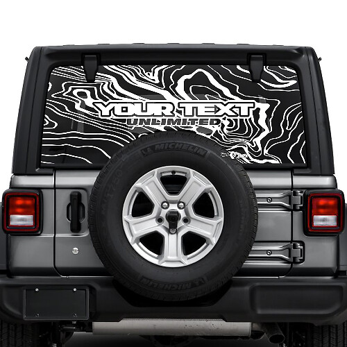 Topographic Map Logo Rear Window Vinyl Decals Stickers for Jeep Wrangler Unlimited