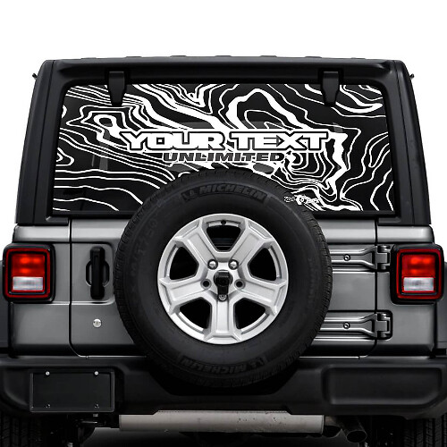 Topographic Map Logo Rear Window Vinyl Decals Stickers for Jeep Wrangler Unlimited