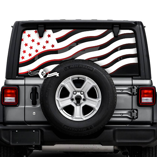 Flag USA Shadow Rear Window 2 Colors Vinyl Decals Stickers for Jeep Wrangler Unlimited